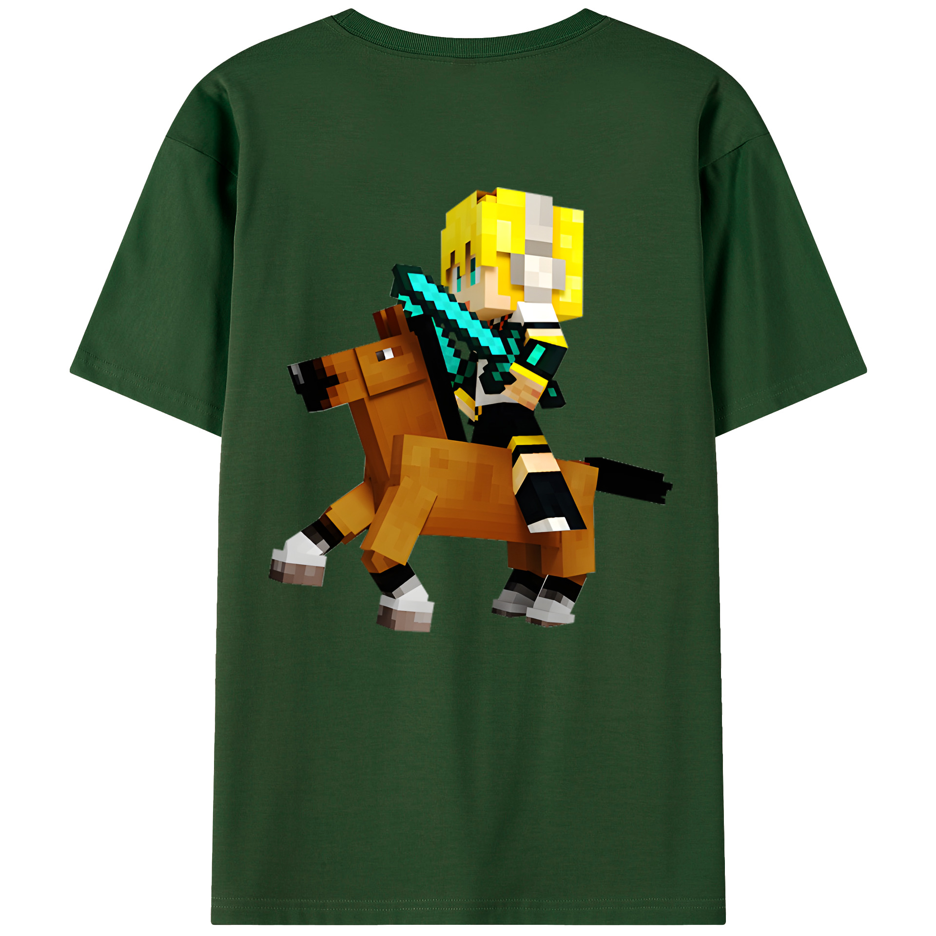 （画像用） マインクラフト ブロックの世界 Minecraft MC Block world 綿100％半袖Tシャツ（背面プリント）